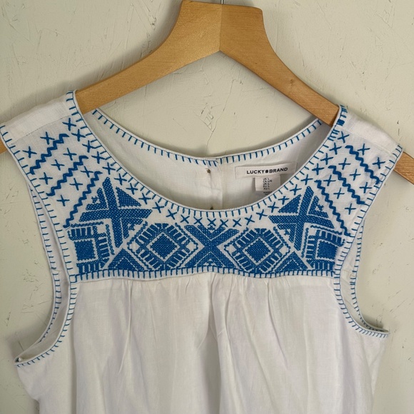 Lucky Brand Boho Linen Blend Dress Large - Picture 8 of 16